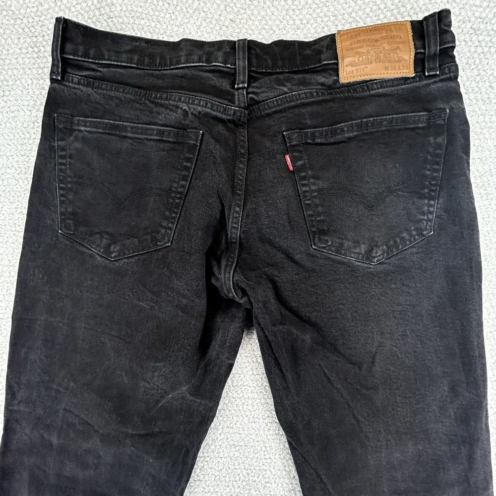 Levi's Premium 511 Jeans Mens 36x32 (36x31) Big E Black Slim Fit Stretch Denim